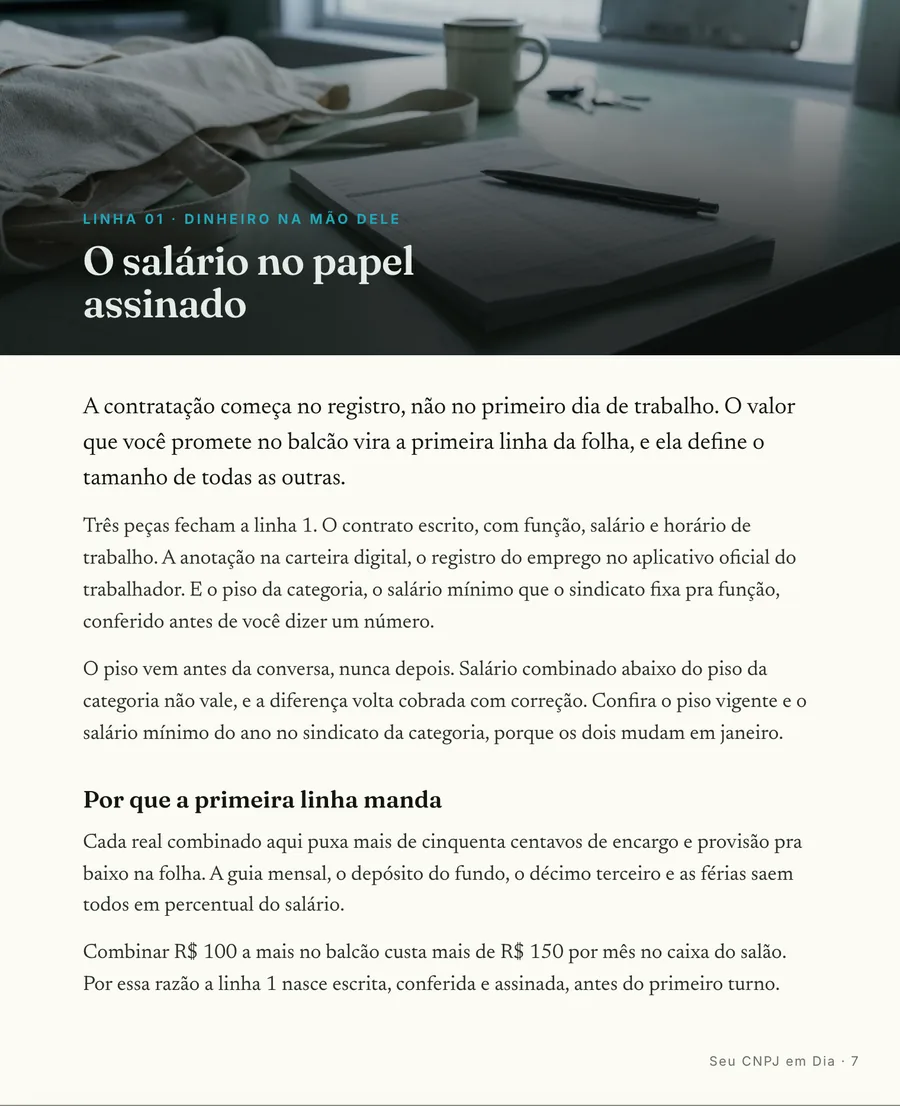 Página real do guia: Abertura de linha